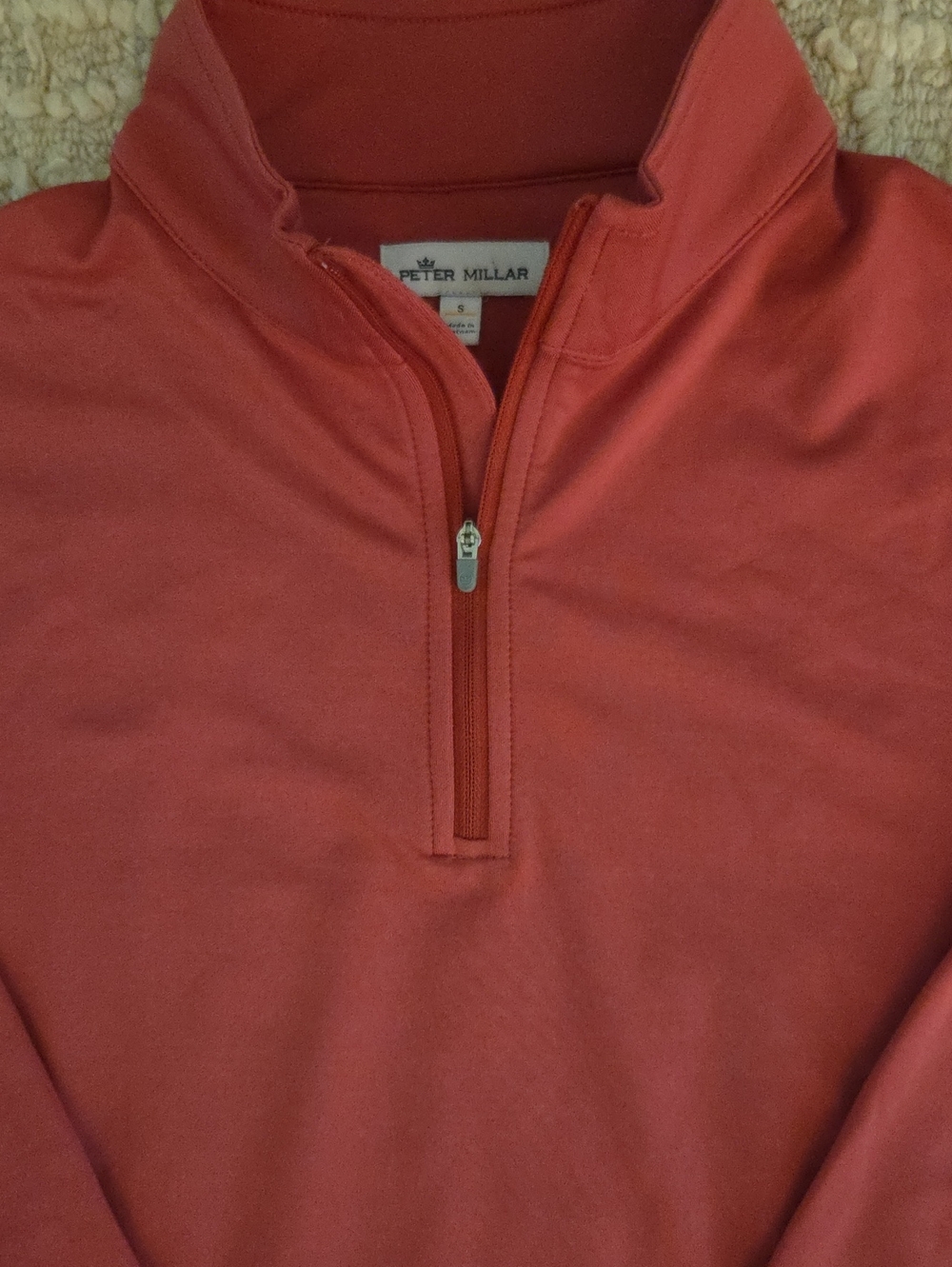 Peter Millar Men's Small Salmon Perth Performance Quarter Zip Pullover S